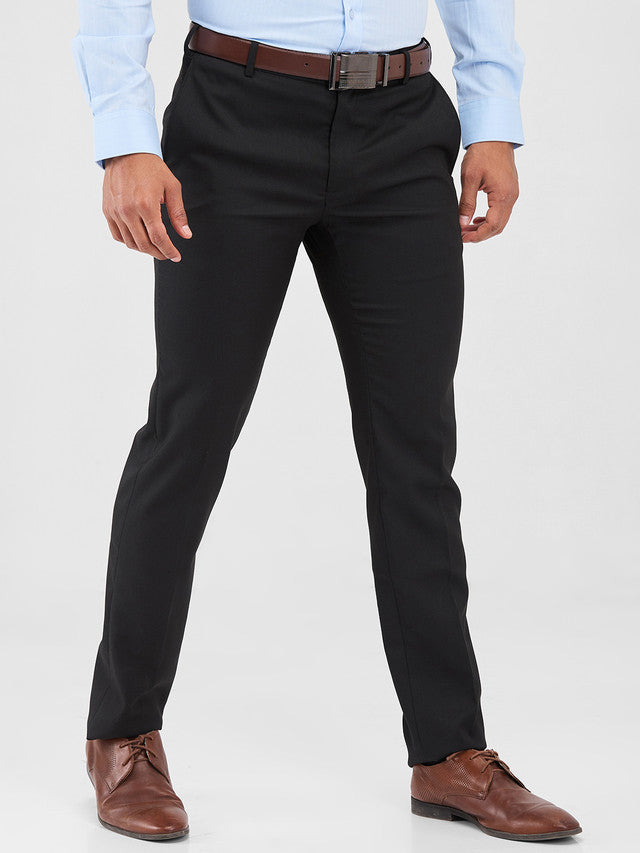 Raymond Black Structure Slim Fit Polyester Blend Trouser