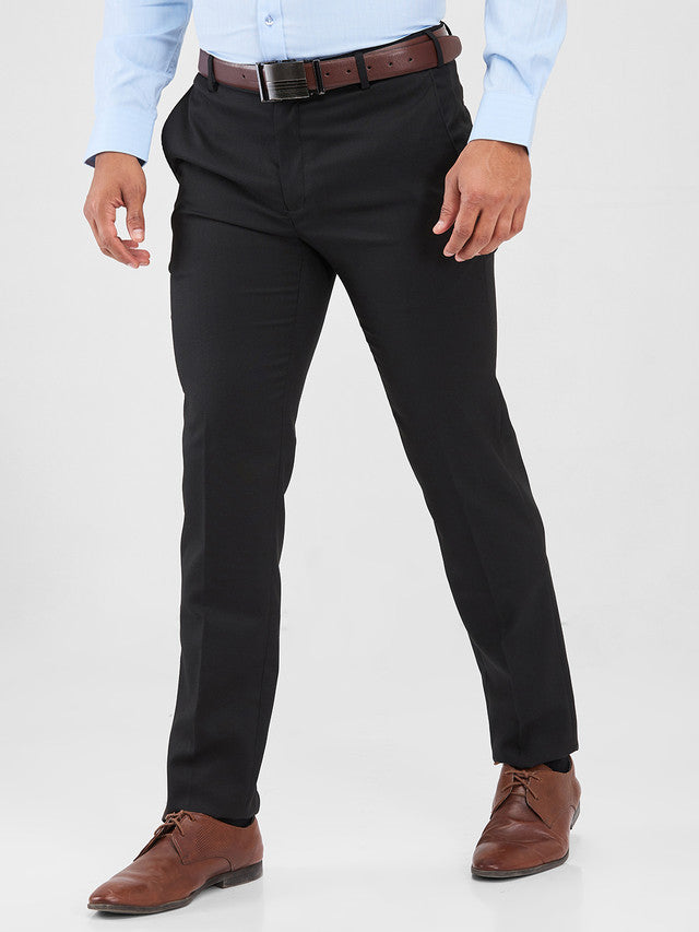 Raymond Black Structure Slim Fit Polyester Blend Trouser