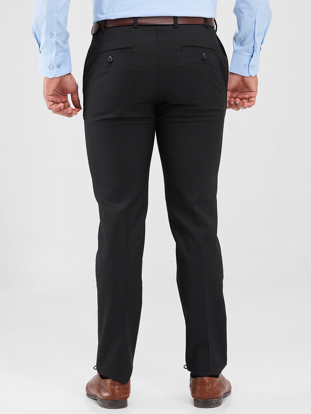 Raymond Black Structure Slim Fit Polyester Blend Trouser