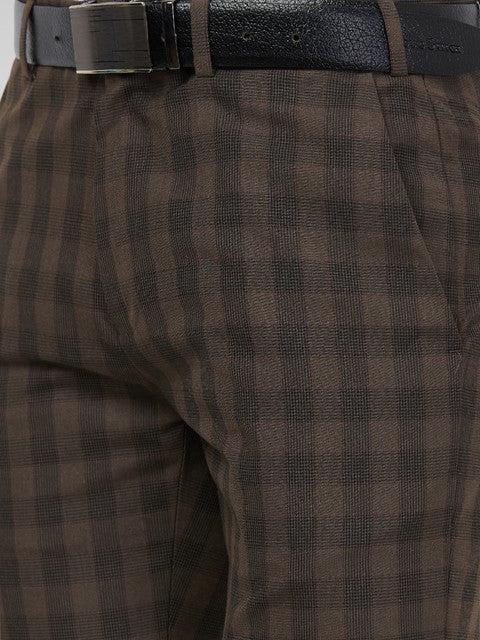 Raymond Men Brown Slim Fit Checks Trouser