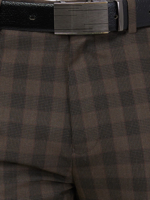 Raymond Men Brown Slim Fit Checks Trouser