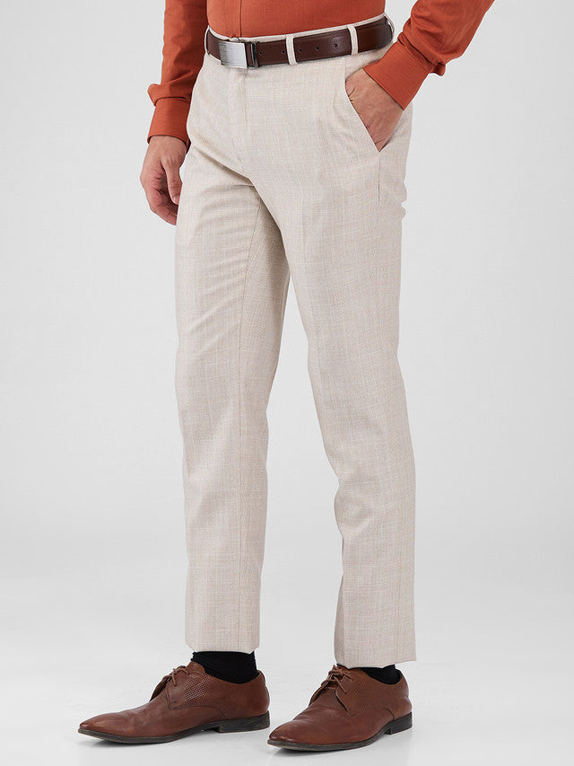 Raymond Brown Checks Slim Fit Polyester Blend Trouser