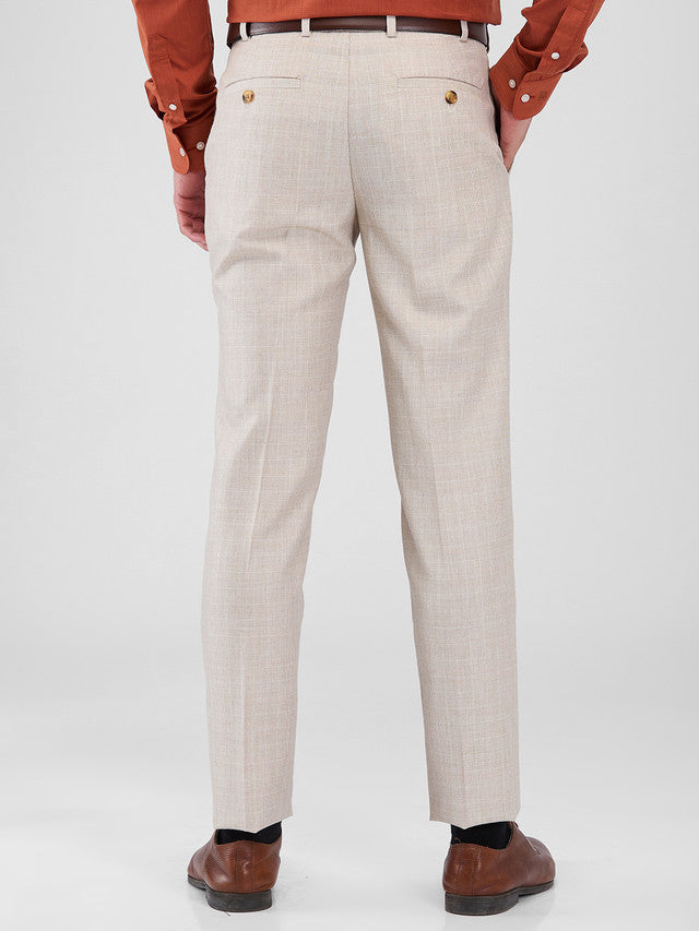 Raymond Brown Checks Slim Fit Polyester Blend Trouser