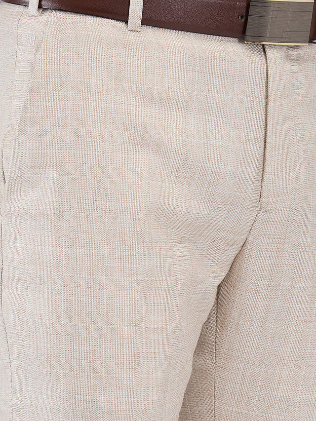 Raymond Brown Checks Slim Fit Polyester Blend Trouser