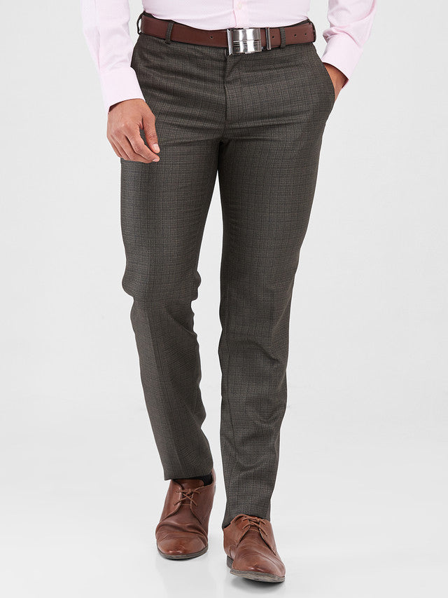 Raymond Brown Structure Slim Fit Polyester Blend Trouser