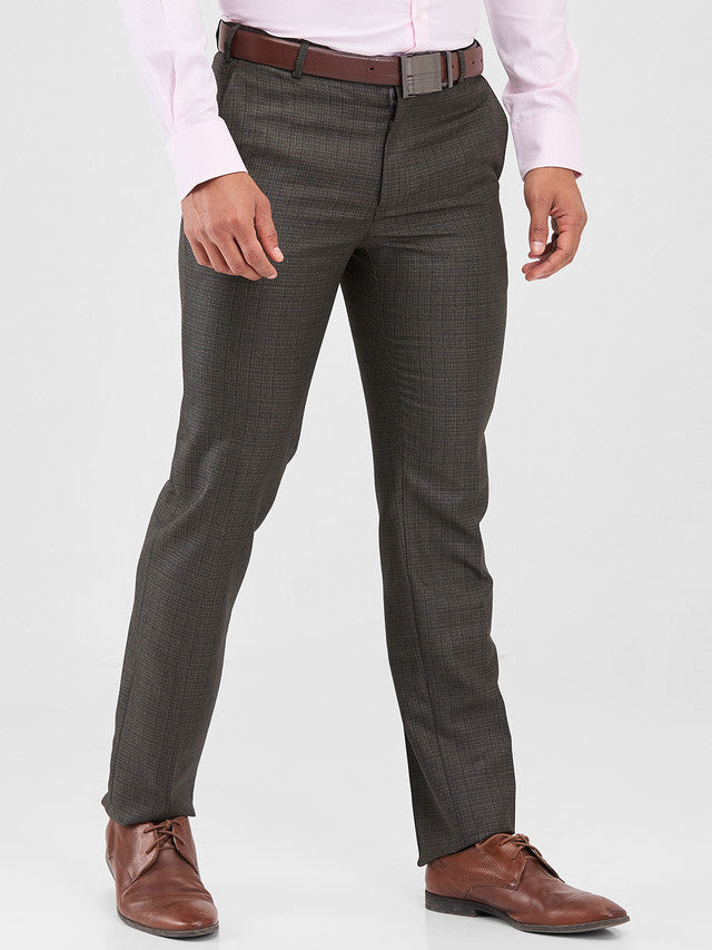 Raymond Brown Structure Slim Fit Polyester Blend Trouser