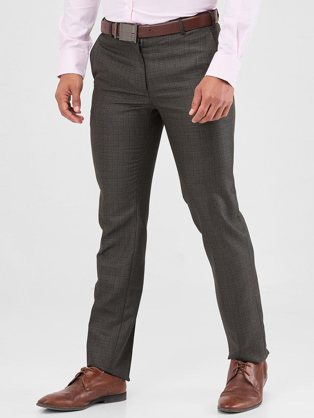 Raymond Brown Structure Slim Fit Polyester Blend Trouser