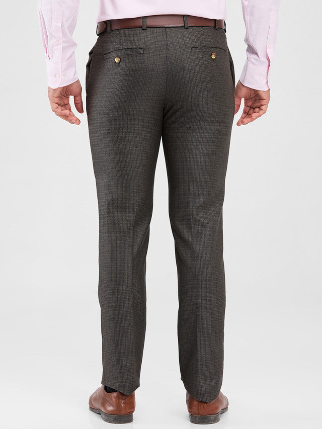 Raymond Brown Structure Slim Fit Polyester Blend Trouser