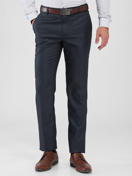 Raymond Blue Structure Slim Fit Polyester Blend Trouser