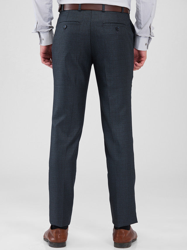 Raymond Blue Structure Slim Fit Polyester Blend Trouser