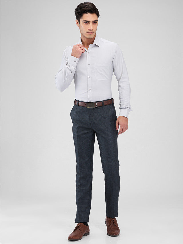 Raymond Blue Structure Slim Fit Polyester Blend Trouser