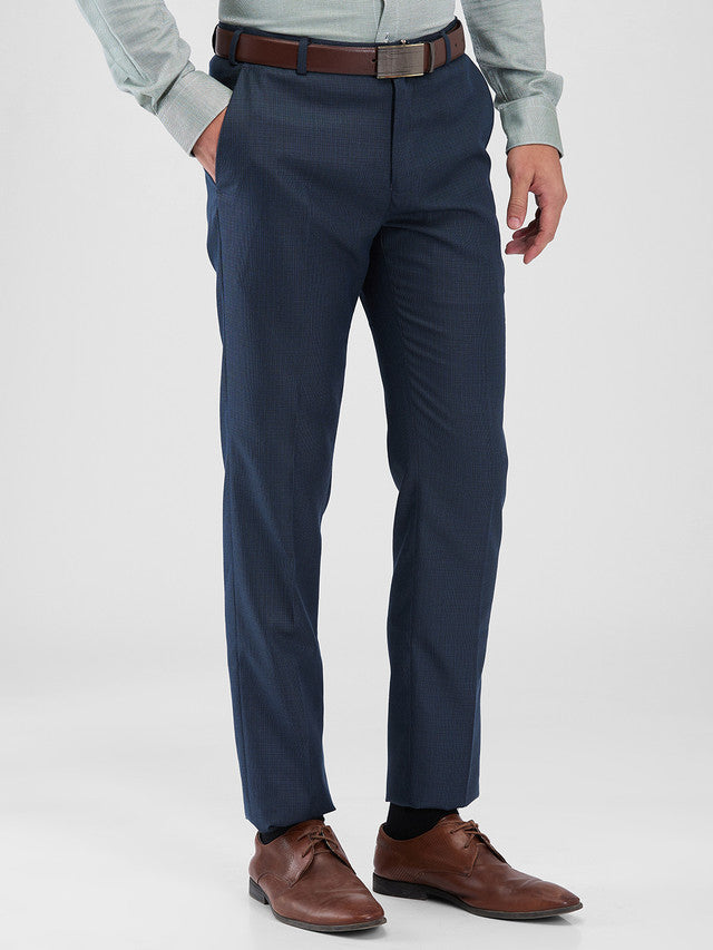 Raymond Blue Structure Slim Fit Polyester Blend Trouser