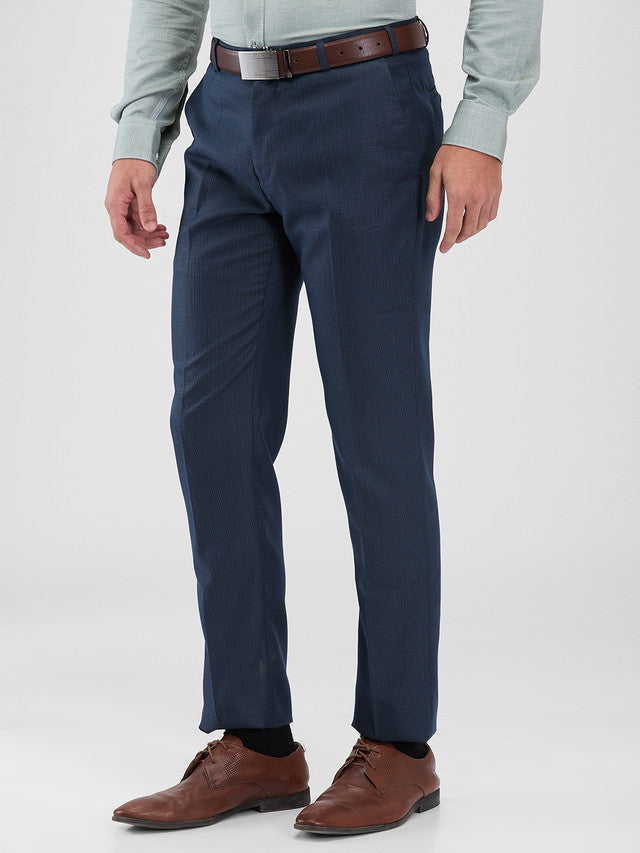 Raymond Blue Structure Slim Fit Polyester Blend Trouser