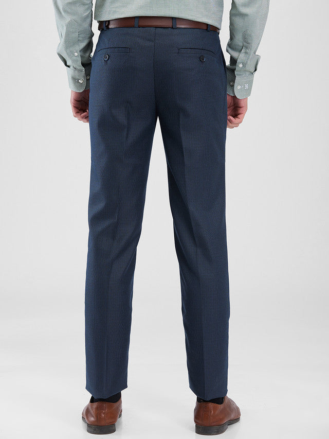 Raymond Blue Structure Slim Fit Polyester Blend Trouser