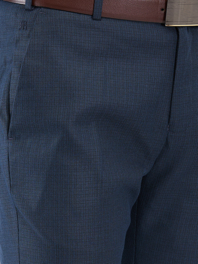 Raymond Blue Structure Slim Fit Polyester Blend Trouser