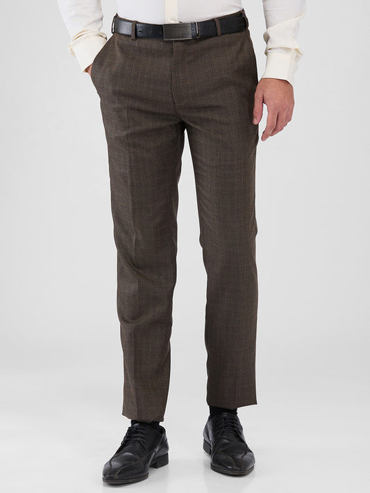 Raymond Brown Structure Slim Fit Polyester Blend Trouser