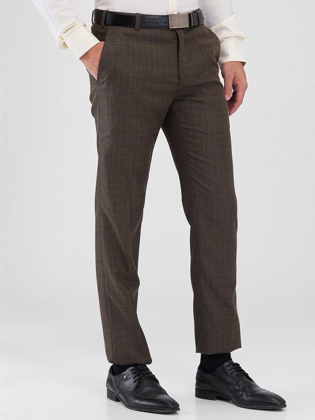 Raymond Brown Structure Slim Fit Polyester Blend Trouser