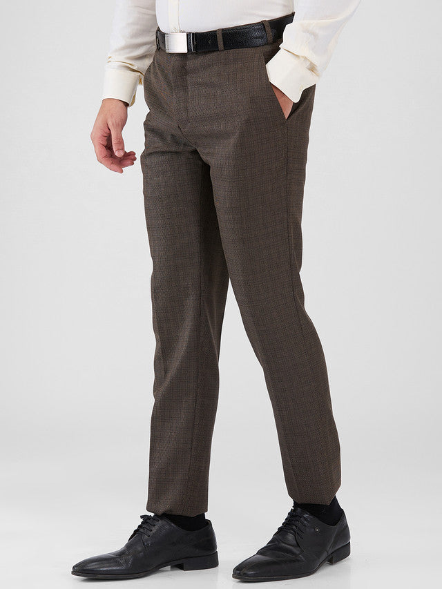 Raymond Brown Structure Slim Fit Polyester Blend Trouser