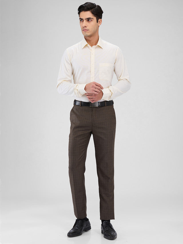 Raymond Brown Structure Slim Fit Polyester Blend Trouser