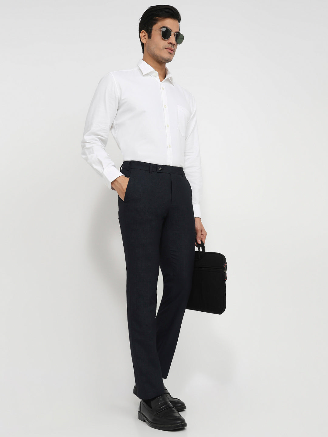 Raymond Men Blue Slim Fit Checks Trouser