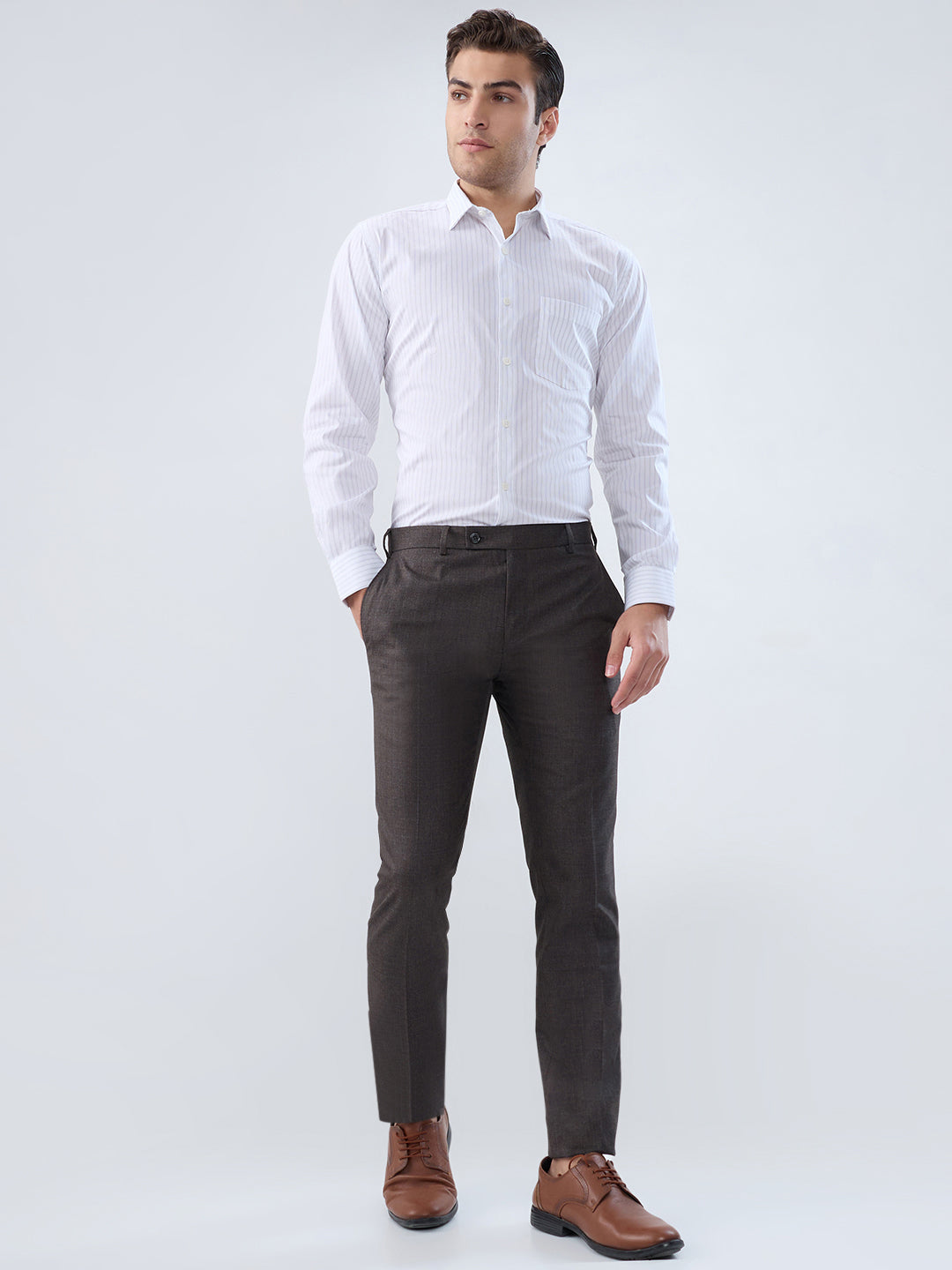 Raymond Men Brown Slim Fit Checks Trouser