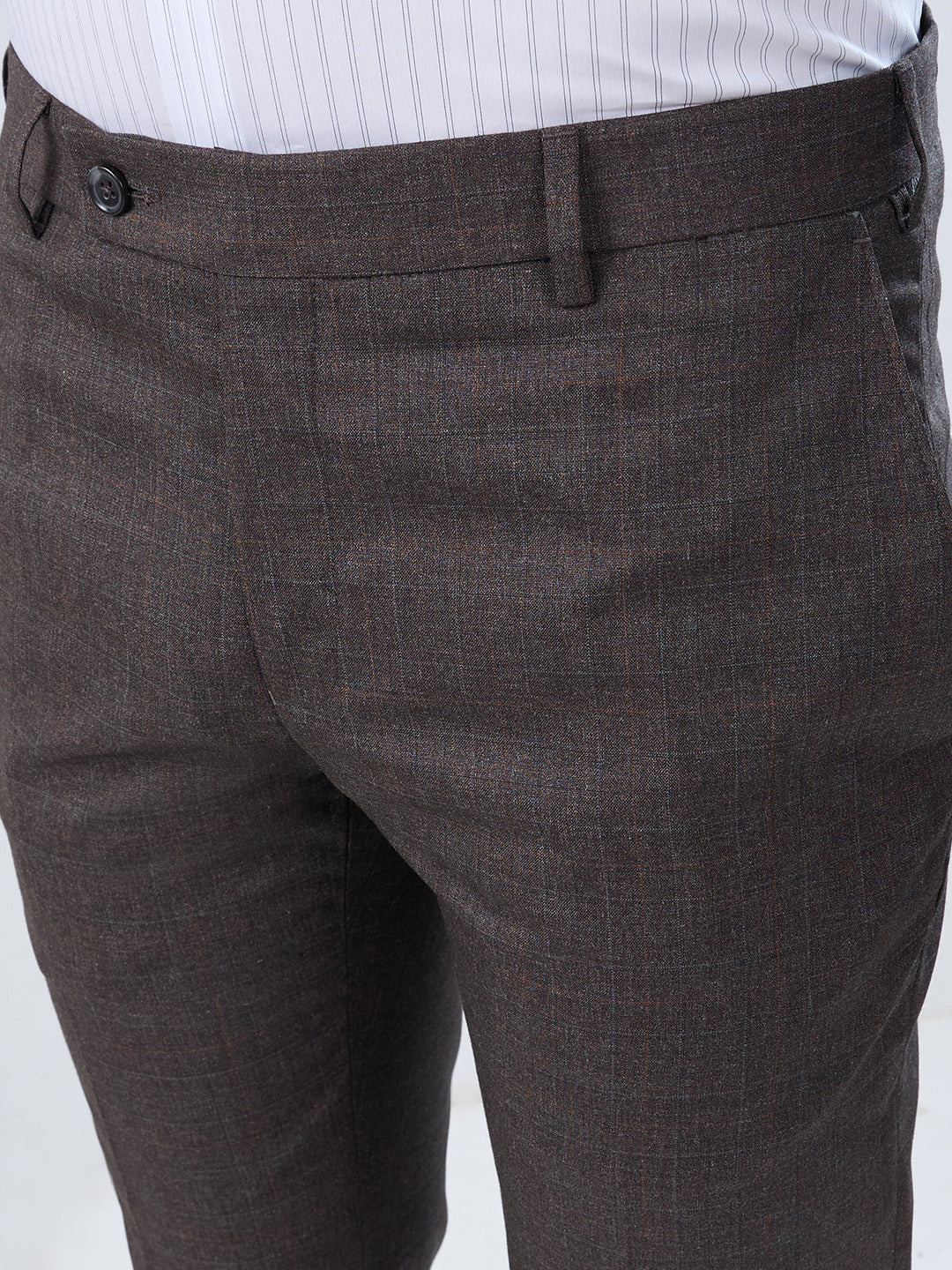 Raymond Men Brown Slim Fit Checks Trouser