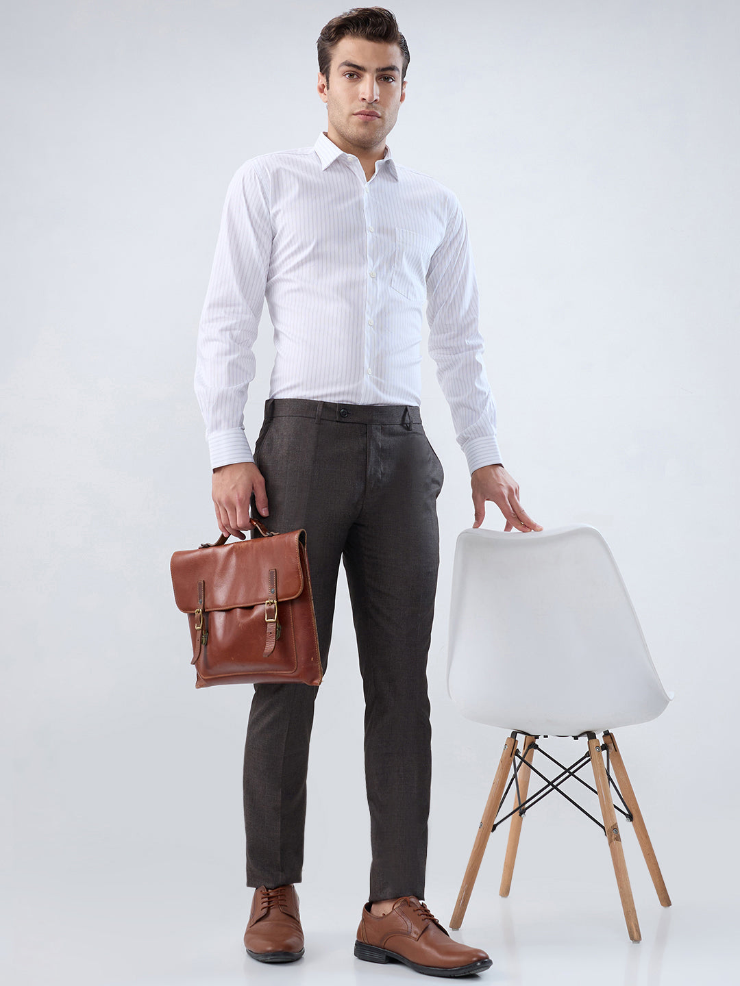 Raymond Men Brown Slim Fit Checks Trouser