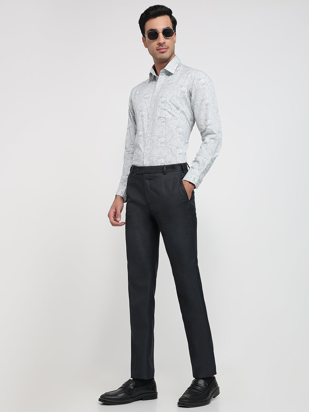 Raymond Men Blue Slim Fit Structure Trouser