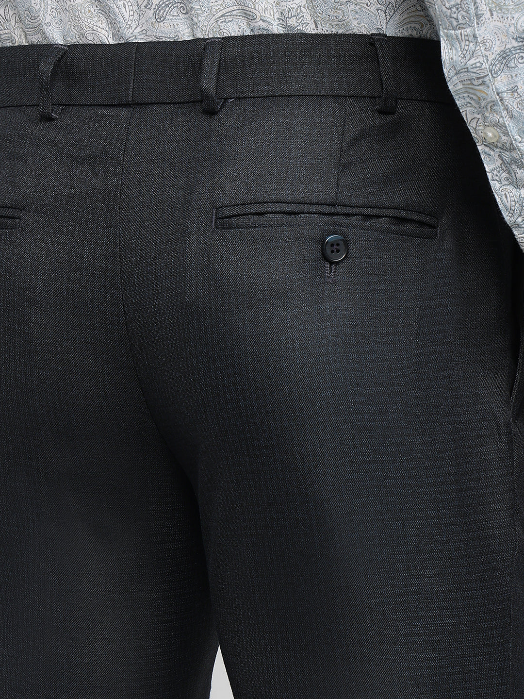 Raymond Men Blue Slim Fit Structure Trouser