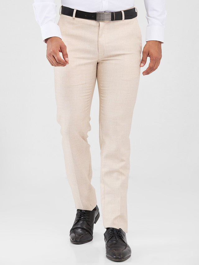 Raymond Khaki Structure Slim Fit Polyester Blend Trouser