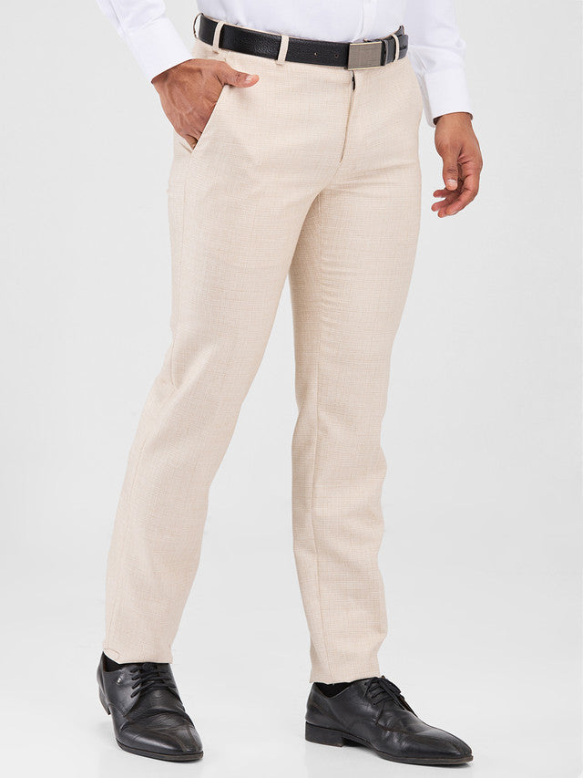 Raymond Khaki Structure Slim Fit Polyester Blend Trouser