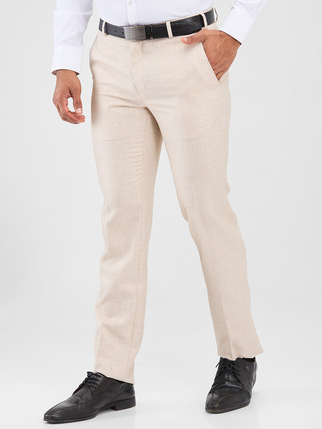 Raymond Khaki Structure Slim Fit Polyester Blend Trouser