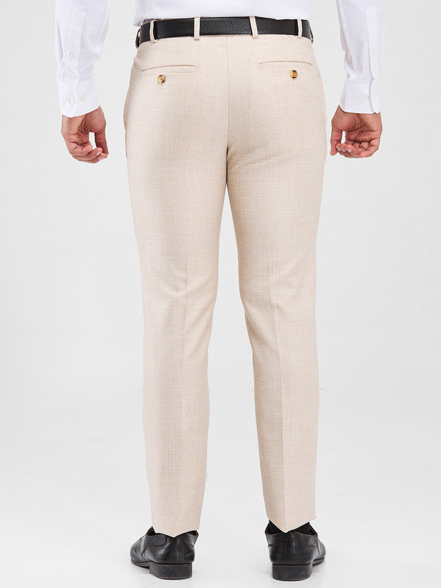 Raymond Khaki Structure Slim Fit Polyester Blend Trouser