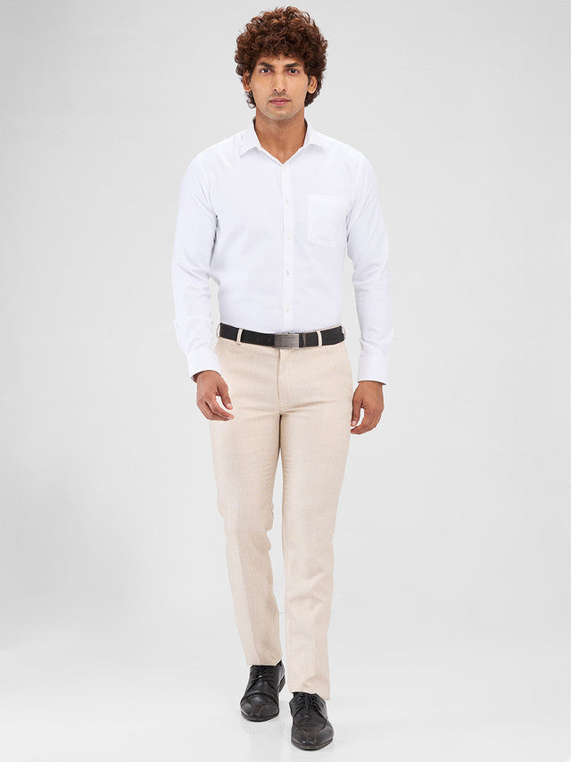 Raymond Khaki Structure Slim Fit Polyester Blend Trouser