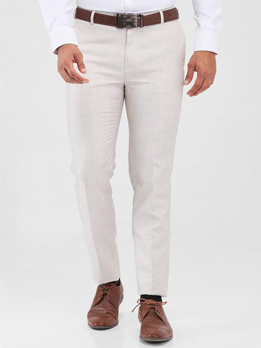 Raymond Grey Structure Slim Fit Polyester Blend Trouser