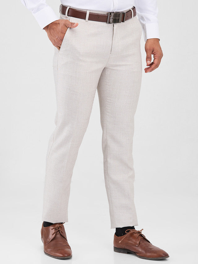 Raymond Grey Structure Slim Fit Polyester Blend Trouser