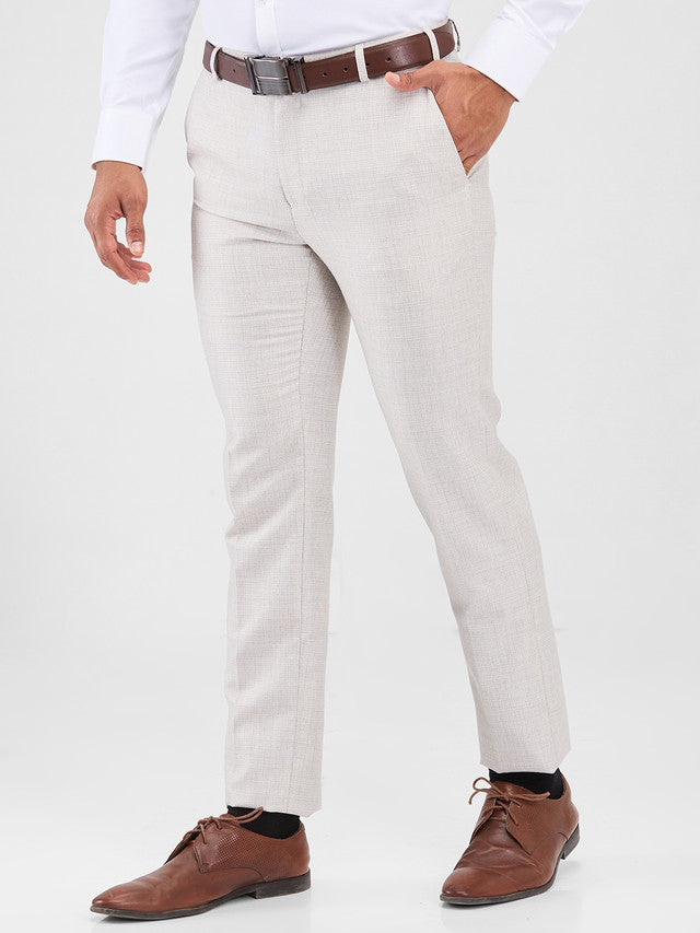 Raymond Grey Structure Slim Fit Polyester Blend Trouser