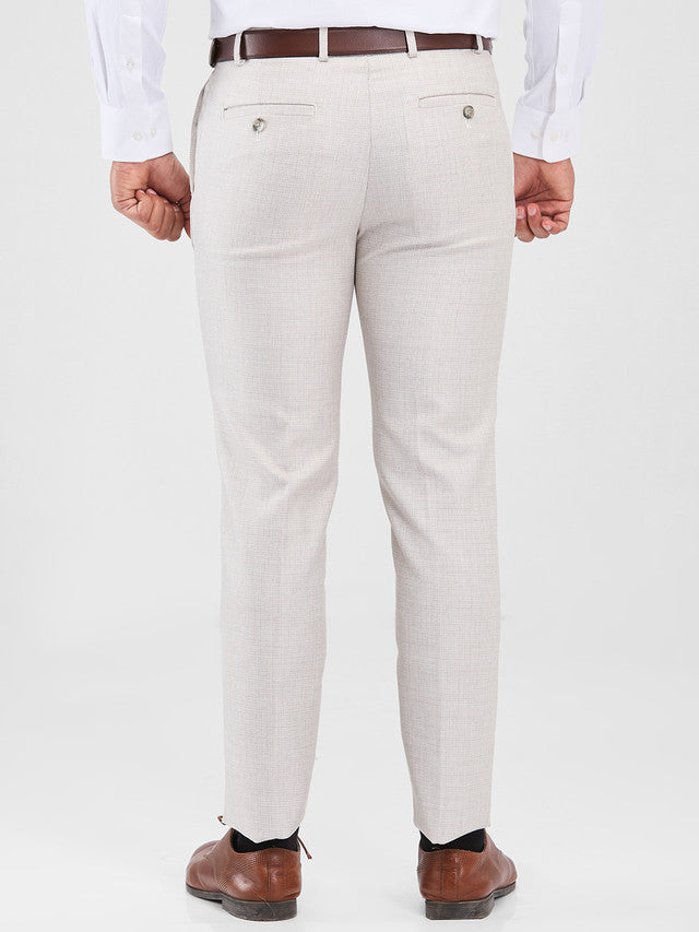 Raymond Grey Structure Slim Fit Polyester Blend Trouser