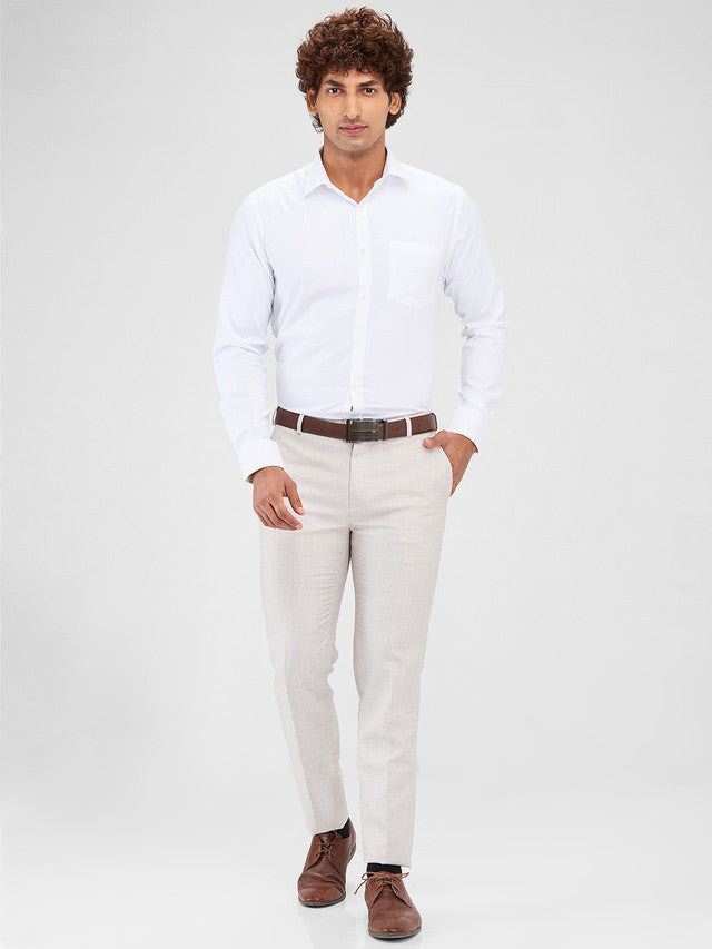 Raymond Grey Structure Slim Fit Polyester Blend Trouser