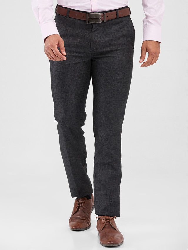 Raymond Grey Structure Slim Fit Polyester Blend Trouser