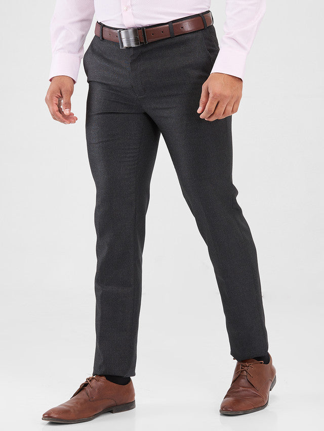 Raymond Grey Structure Slim Fit Polyester Blend Trouser