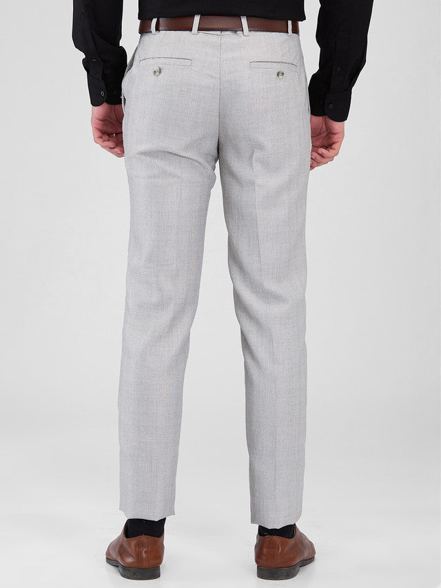 Raymond Grey Checks Slim Fit Polyester Blend Trouser