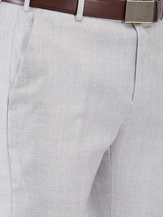 Raymond Grey Checks Slim Fit Polyester Blend Trouser