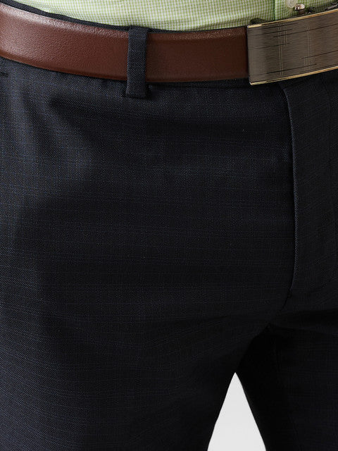 Raymond Men Blue Checks Slim Fit Polyester Blend Trouser