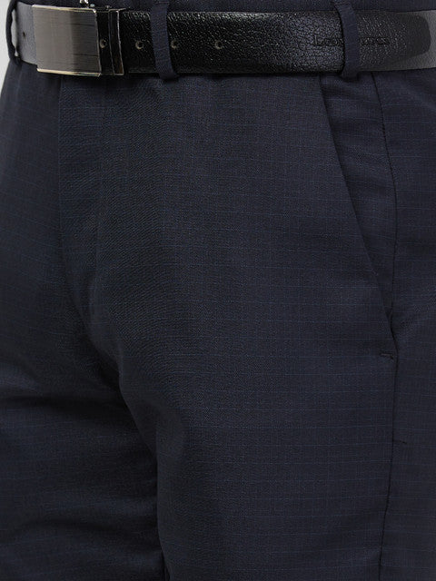 Raymond Men Blue Checks Slim Fit Polyester Blend Trouser