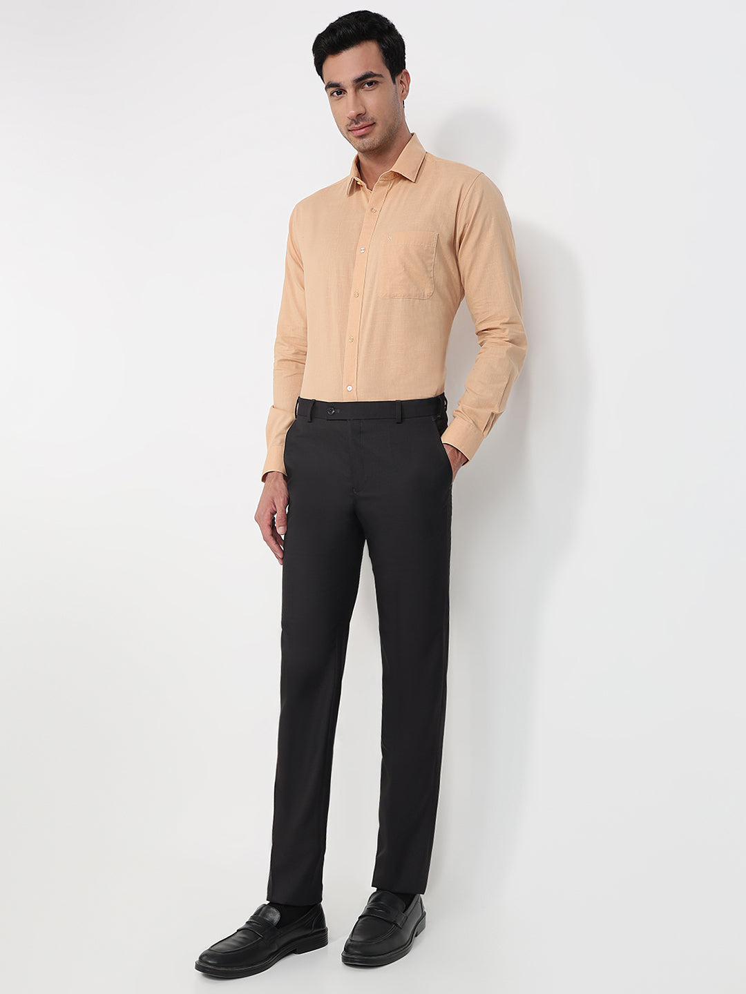 Raymond Men Maroon Slim Fit Structure Trouser