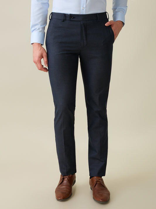 Raymond Men Blue Structure Slim Fit Polyester Blend Trouser
