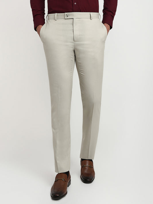 Raymond Men Grey Slim Fit Structure Trouser