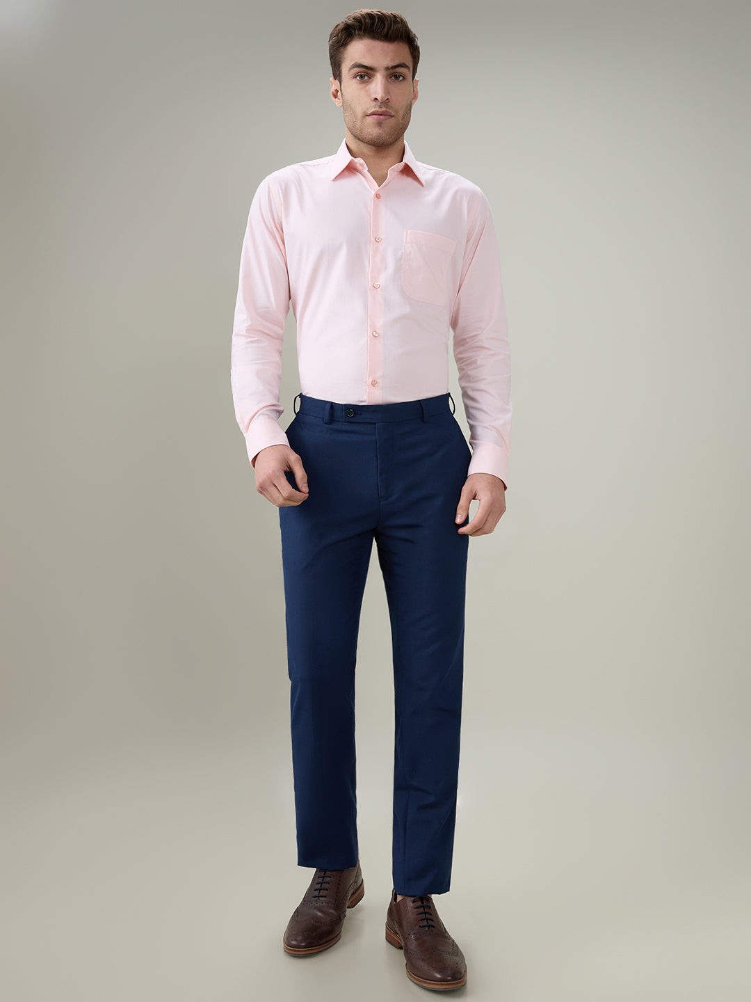 Raymond Men Blue Slim Fit Solid Trouser
