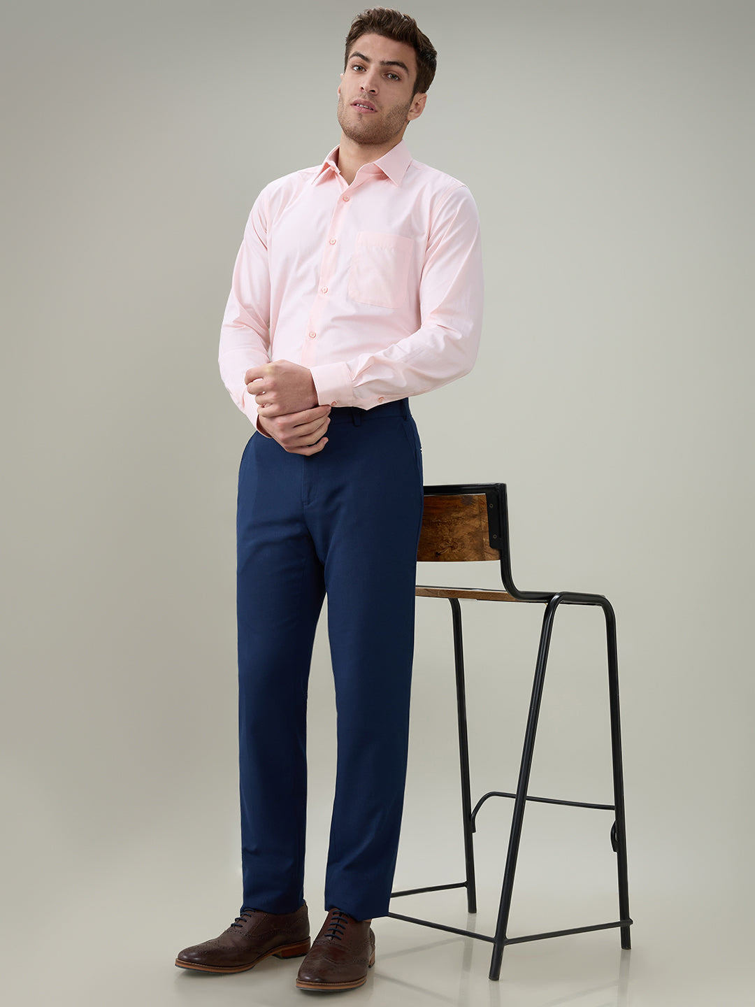 Raymond Men Blue Slim Fit Solid Trouser